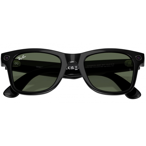Умные очки Ray-Ban Meta* Wayfarer Gen 2 Shiny Black, Солнцезащитные линзы G-15 Green (RW4012), размер M